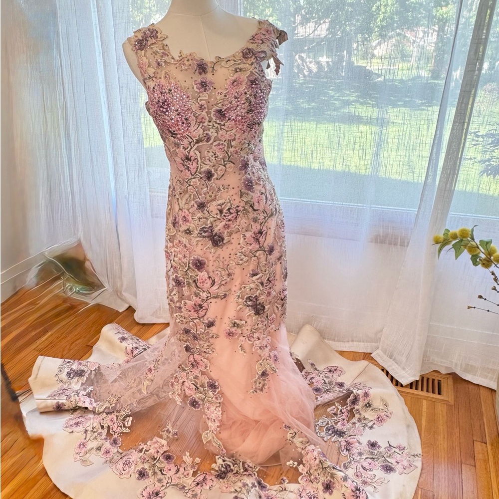 Floral Embroidered Pink Gown